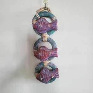 Natural Clay Fish Wall Hanging Nautical Decor  Boho Art